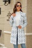 Printed Open Front Lapel Collar Cardigan with Pockets - Trendsi - Flyclothing LLC