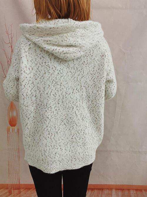 Zip Up Drawstring Long Sleeve Hooded Sweater - Trendsi - Flyclothing LLC