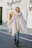 Color Block Fringe Detail Poncho - Trendsi - Flyclothing LLC