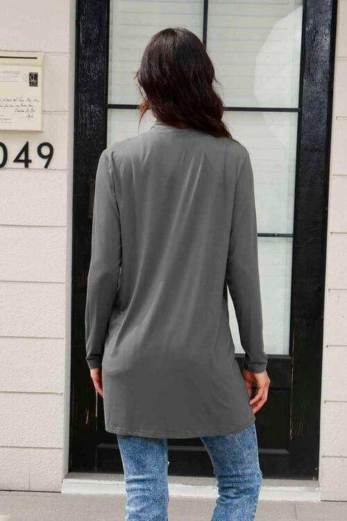 Basic Bae Full Size Open Front Long Sleeve Cardigan with Pockets - Trendsi - Flyclothing LLC