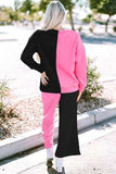 Color Block Round Neck Sweatshirt and Pants Set - Trendsi - Flyclothing LLC