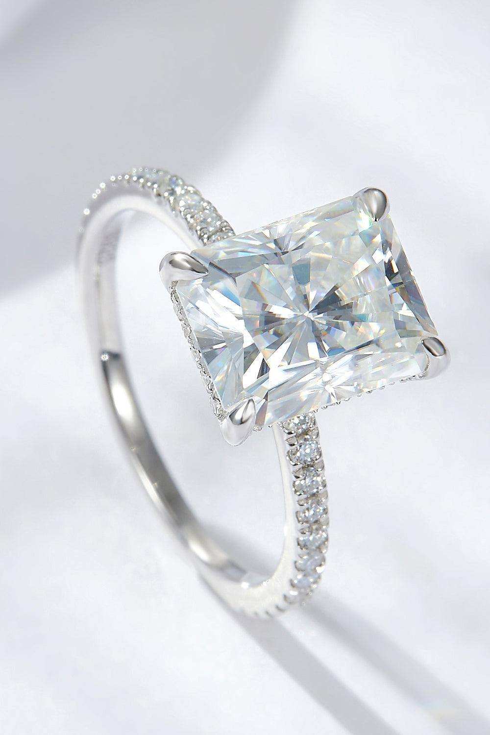 4 Carat Moissanite 4-Prong Side Stone Ring - Trendsi - Flyclothing LLC