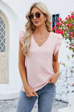 Ruffled V-Neck Cap Sleeve Blouse - Trendsi - Flyclothing LLC