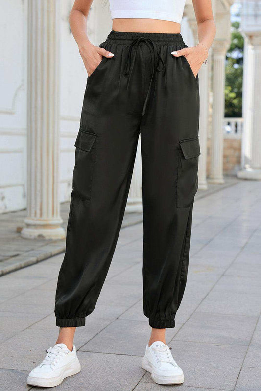 Long Tie Waist Pocketed Pants - Trendsi - Flyclothing LLC
