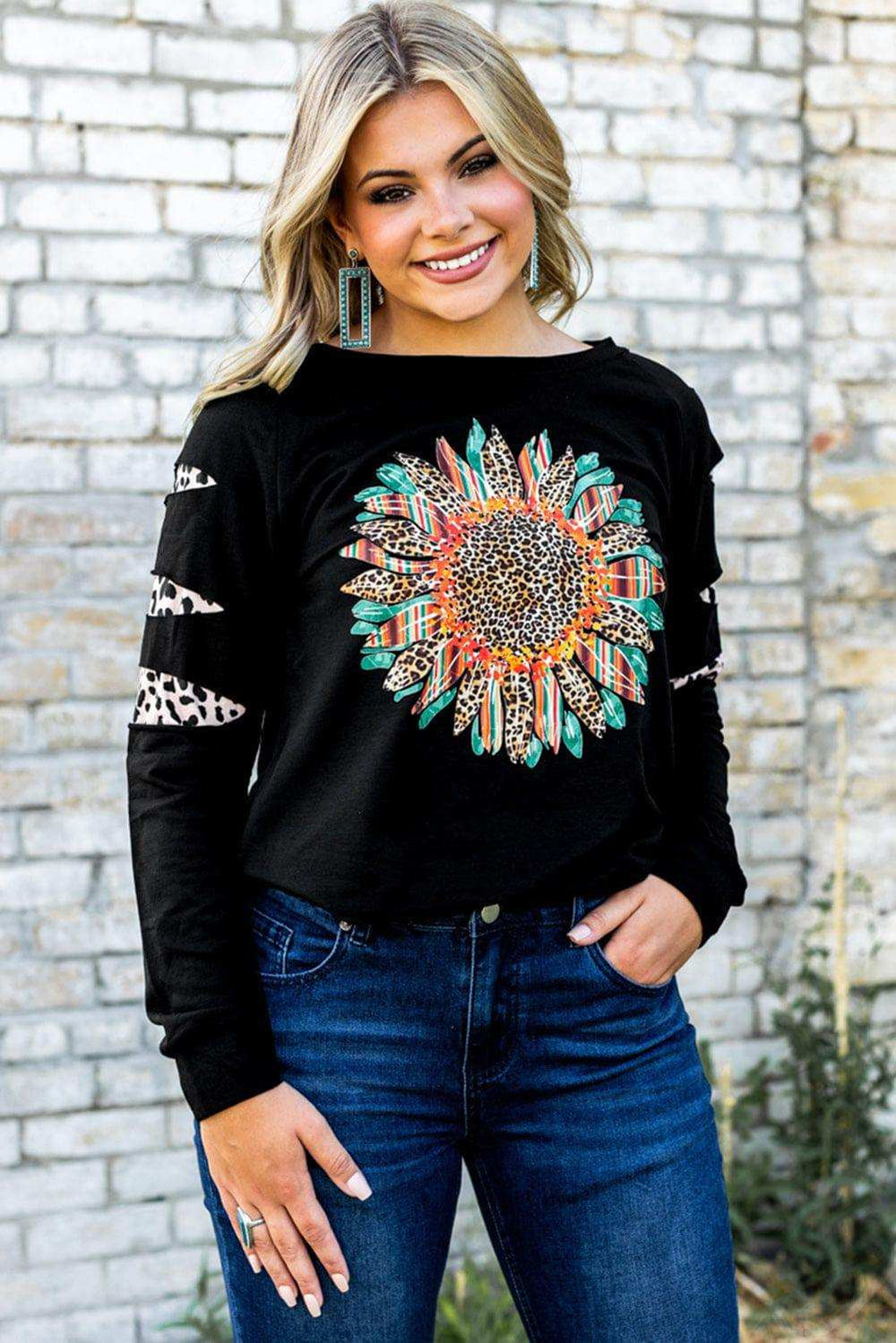 Graphic Leopard Patch Sweatshirt - Trendsi - Flyclothing LLC
