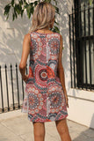 Printed Round Neck Sleeveless Dress with Pockets - Trendsi - Flyclothing LLC