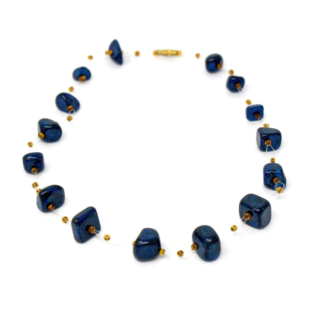 Floating Stone & Maasai Bead Necklace, Navy - Jedando - Flyclothing LLC