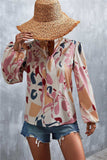 Printed Tie Neck Puff Sleeve Blouse - Trendsi - Flyclothing LLC
