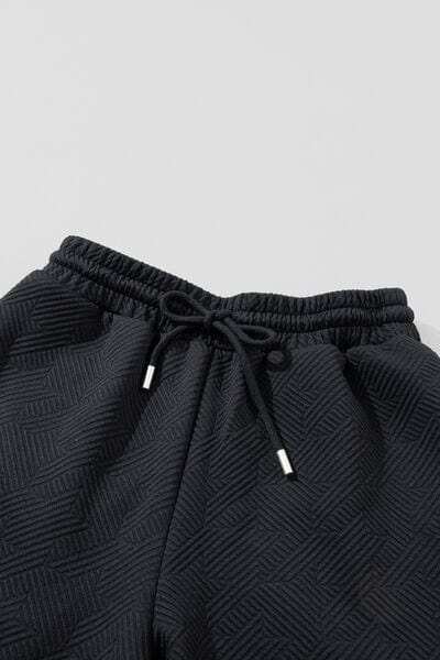 Ruffled Quarter Zip Top and Drawstring Pants Set - Trendsi - Flyclothing LLC