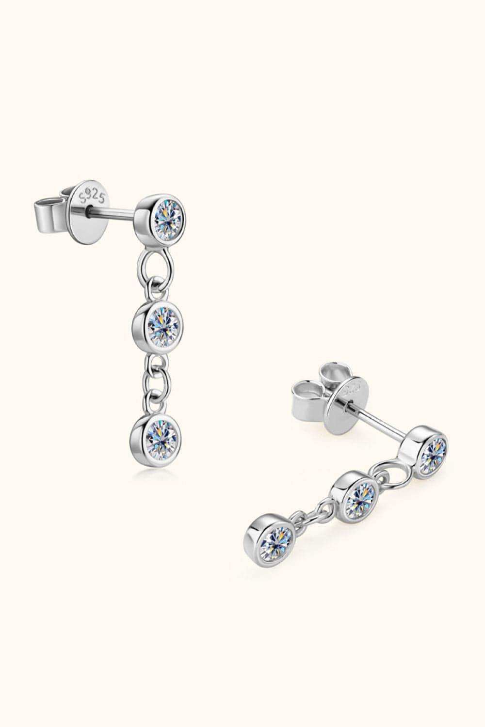 Moissanite 925 Sterling Silver Drop Earrings - Trendsi - Flyclothing LLC