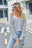 V-Neck Long Sleeve Sweater - Trendsi - Flyclothing LLC