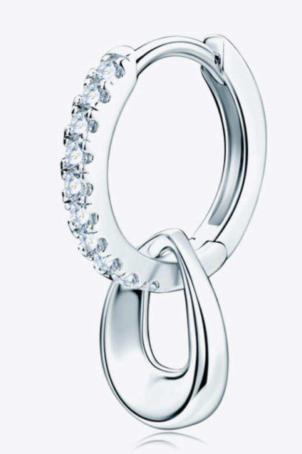925 Sterling Silver Moissanite Double Hoop Earrings - Trendsi - Flyclothing LLC