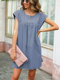Round Neck Cap Sleeve Dress - Trendsi - Flyclothing LLC