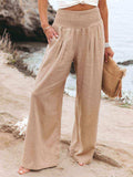 Full Size Smocked Waist Wide Leg Pants - Trendsi - Flyclothing LLC