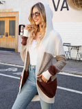 Color Block Open Front Hooded Cardigan - Trendsi - Flyclothing LLC
