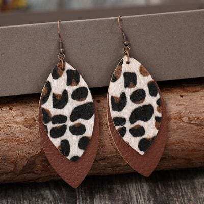 Leaf Shape Leather Dangle Earrings - Trendsi - Flyclothing LLC