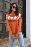 Ribbed Round Neck Long Sleeve Pullover Sweater - Trendsi - Flyclothing LLC