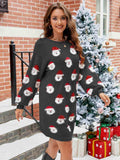 Round Neck Dropped Shoulder Sweater Dress - Trendsi - Flyclothing LLC