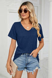 Short Sleeve V-Neck Tee Shirt - Trendsi - Flyclothing LLC