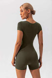 Square Neck Cap Sleeve Active Romper - Trendsi - Flyclothing LLC