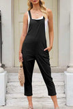 Square Neck Wide Strap Cropped Overalls - Trendsi - Flyclothing LLC