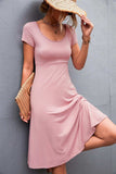 Scoop Neck Short Sleeve Dress - Trendsi - Flyclothing LLC