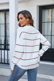 Striped Round Neck Long Sleeve Sweater - Trendsi - Flyclothing LLC