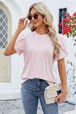 Round Neck Petal Sleeve T-Shirt - Trendsi - Flyclothing LLC