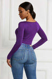 Half Zip Scoop Neck Long Sleeve Bodysuit - Trendsi - Flyclothing LLC