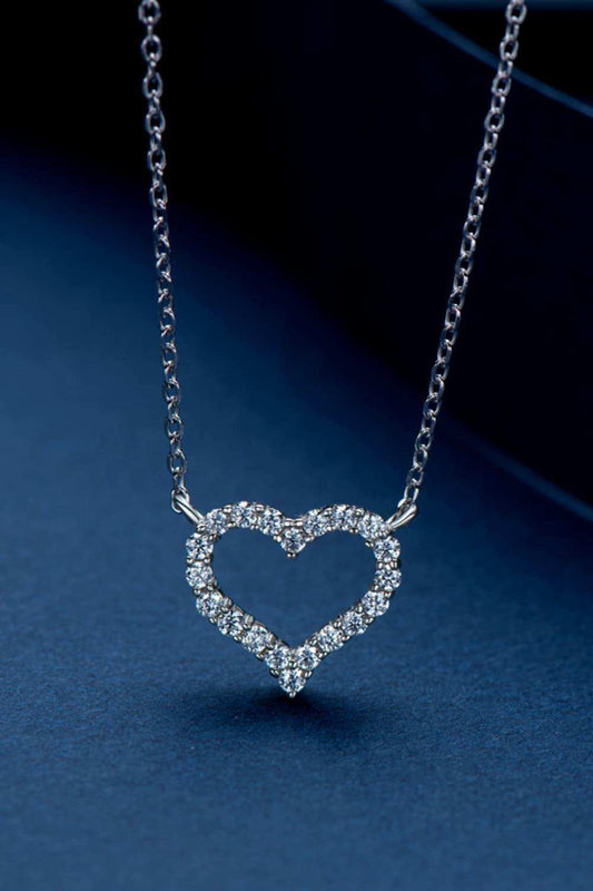 Moissanite Platinum-Plated Heart Necklace - Trendsi - Flyclothing LLC