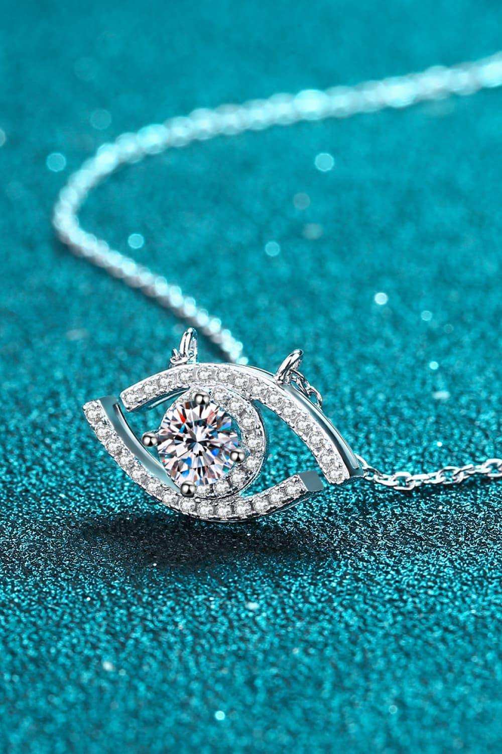 Moissanite Evil Eye Pendant 925 Sterling Silver Necklace - Trendsi - Flyclothing LLC