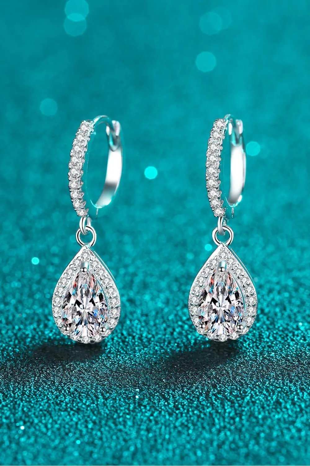 Moissanite Teardrop Earrings - Trendsi - Flyclothing LLC