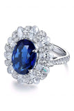 Lab-Grown Sapphire Flower Shape Ring - Trendsi - Flyclothing LLC