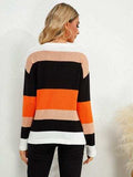 Striped Round Neck Dropped Shoulder Sweater - Trendsi - Flyclothing LLC