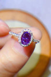 925 Sterling Silver 1 Carat Purple Moissanite Ring - Trendsi - Flyclothing LLC