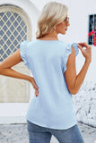 Ruffled V-Neck Cap Sleeve Blouse - Trendsi - Flyclothing LLC