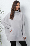 Turtle Neck Long Sleeve Ribbed Sweater - Trendsi - Flyclothing LLC