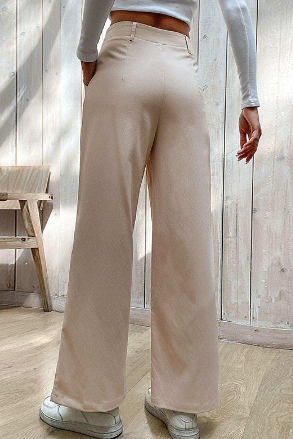 Center Seam Wide Leg Pants - Trendsi - Flyclothing LLC
