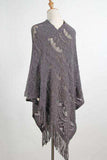 Fringe Openwork Surplice Cape Sleeve Poncho - Trendsi - Flyclothing LLC