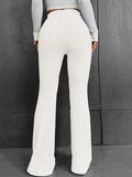 Ribbed High Waist Bootcut Pants - Trendsi - Flyclothing LLC