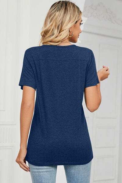 V-Neck Short Sleeve T-Shirt - Trendsi - Flyclothing LLC