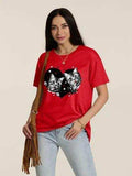 Cat Round Neck Dropped Shoulder T-Shirt - Trendsi - Flyclothing LLC