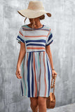 Striped Round Neck Dress - Trendsi - Flyclothing LLC