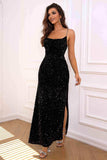 Sequin Backless Split Maxi Dress - Trendsi - Flyclothing LLC