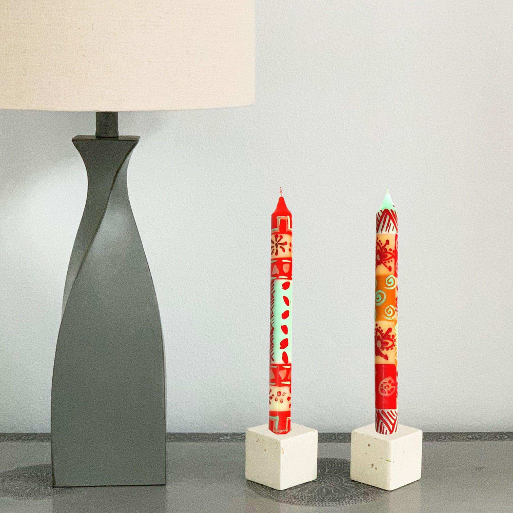 Hand Painted Candles in Owoduni Design (pair of tapers) - Nobunto - Nobunto - Flyclothing LLC