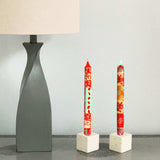 Hand Painted Candles in Owoduni Design (pair of tapers) - Nobunto - Nobunto - Flyclothing LLC
