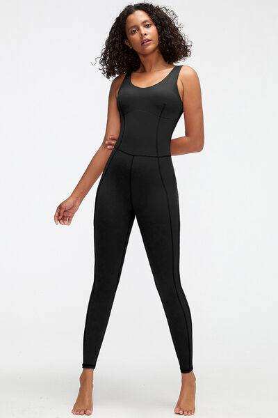 Crisscross Wide Strap Active Jumpsuit - Trendsi - Flyclothing LLC