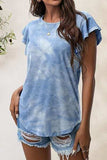 Printed Round Neck Short Sleeve T-Shirt - Trendsi - Flyclothing LLC