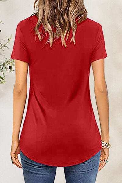 Crisscross Short Sleeve T-Shirt - Trendsi - Flyclothing LLC
