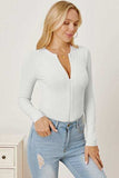 Zip Up Long Sleeve Bodysuit - Trendsi - Flyclothing LLC